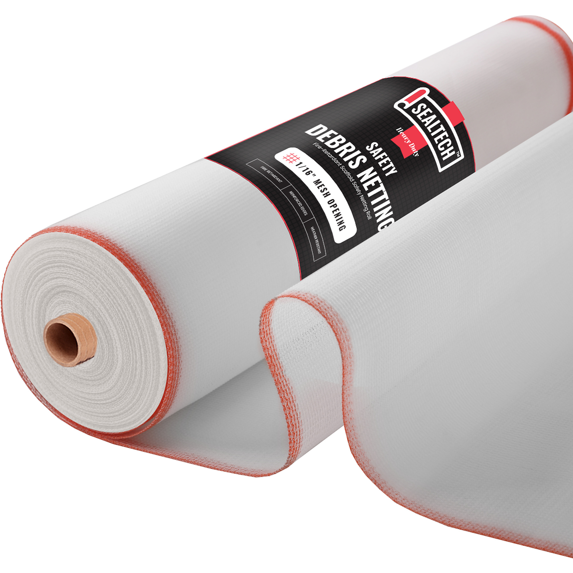 SEALTECH Heavy Duty Safety Debris Netting Rolls - Fire Retardant,1/16" Mesh roll, for Scaffold Enclosure, Visibility Barrier, for Construction & Agricultural Use. (White-6.5 ft X 50 ft)